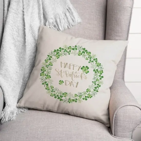 St Patricks Day Watercolor Pillow 18" x 18" Throw Pillow {4}