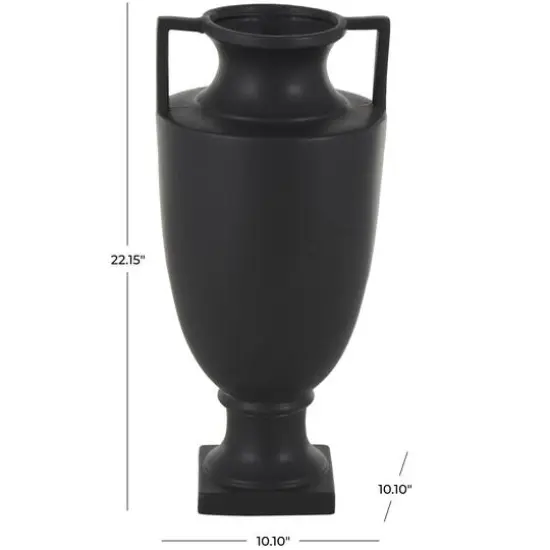22" Black Ceramic Sleek Amphora Vase {8}