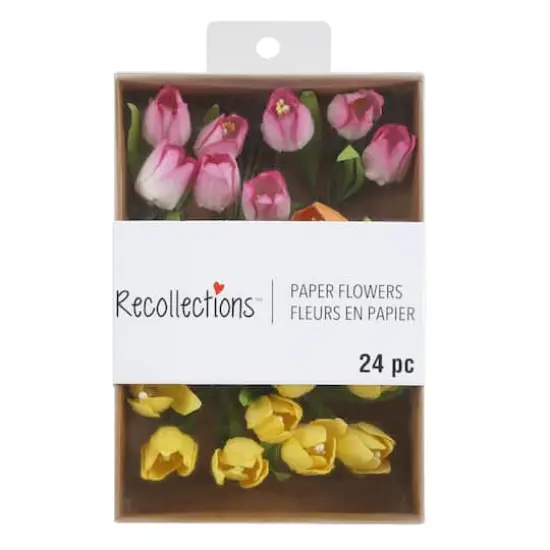 Pink, Orange & Yellow Tulip Paper Flowers by Recollections™, 24ct. {4}