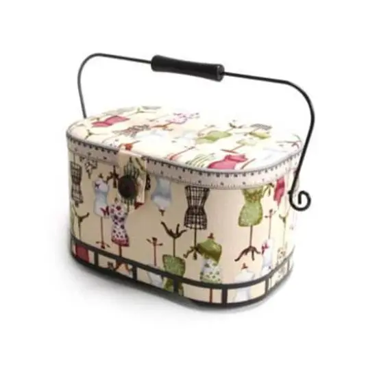 Dritz&reg; Vintage Dress Form Large Oval Sewing Basket with Removable Tray {1}
