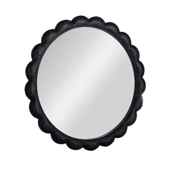 Hello Honey&reg; 27" Black Round Scalloped Wood Wall Mirror {1}