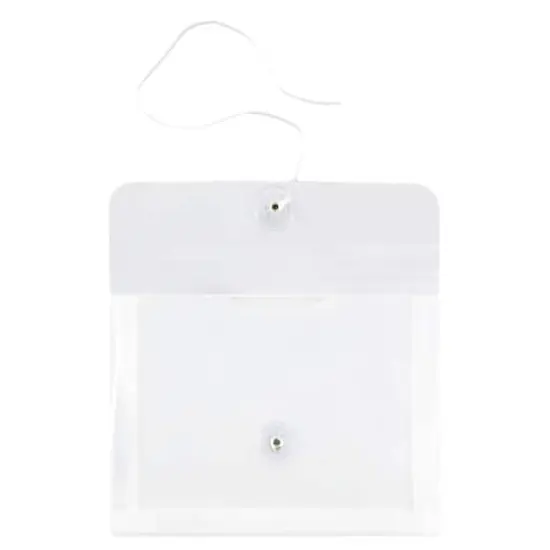 JAM Paper 5.5" x 7.5" Button & String Tie Closure Plastic Envelopes, 12ct. Clear {4}
