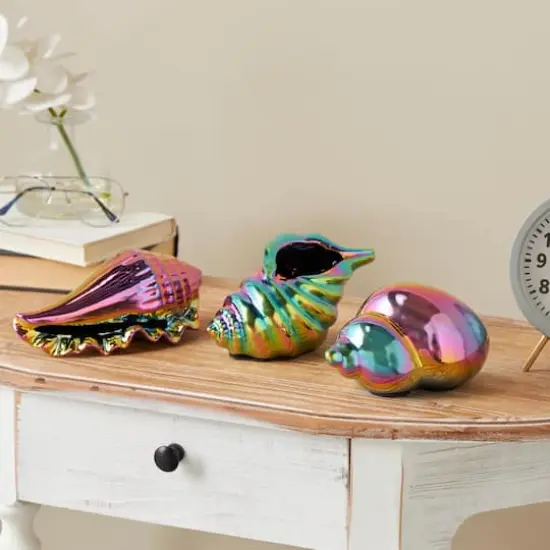 Rainbow Ceramic Shell Sculpture Set {3}