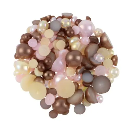 Ivory, Pink & Brown Round Plastic Flatback Pearl Mix, 5,100ct. by Bead Landing&trade; {1}