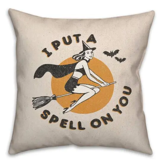 Retro Witch Throw Pillow {1}