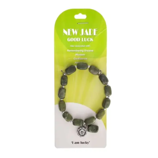 John Bead New Jade Green Natural Stone Stretch Bracelet with Flower Charm {5}