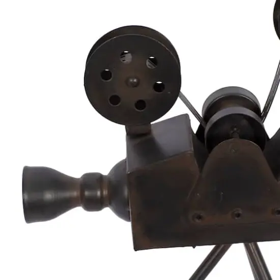 15" Brown Metal Vintage Movie Camera Sculpture {3}
