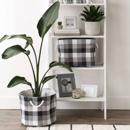 DII&reg; 12" Round Tri-Color Fabric Bin Tri Color Black {6}