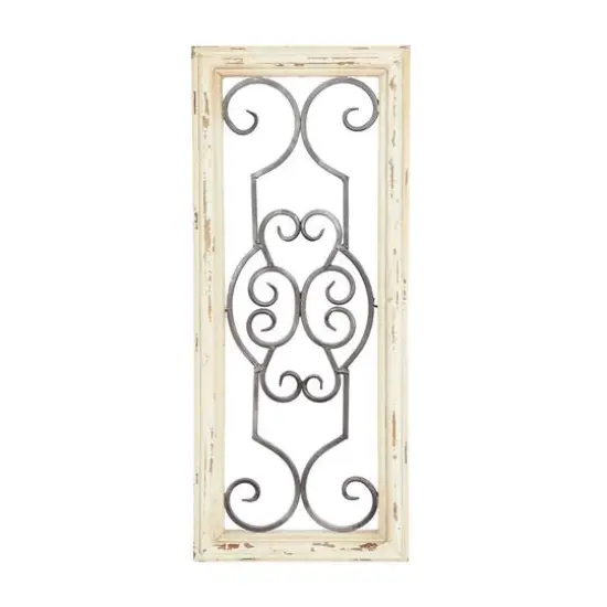 25" White Farmhouse Ornamental Wood & Metal Wall D&eacute;cor {1}