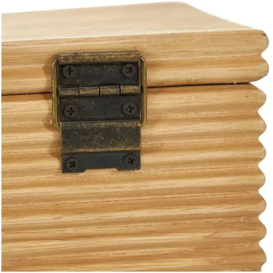 Light Brown Wood Carved Linear Box Set {12}