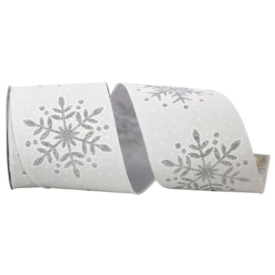 JAM Paper 4" x 10yd. Wired Snowflake Glitter Ribbon {1}