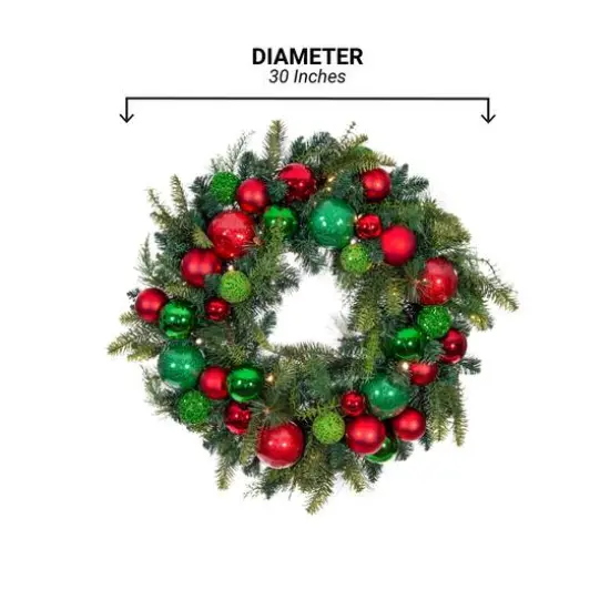 Village Lighting 30" Pre-Lit Christmas Cheer Wreath, Clear LED Lights {10}