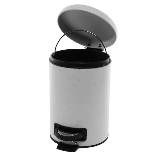 Elle D&eacute;cor White Speckled Design Step Bin with Lid Trash Can {5}