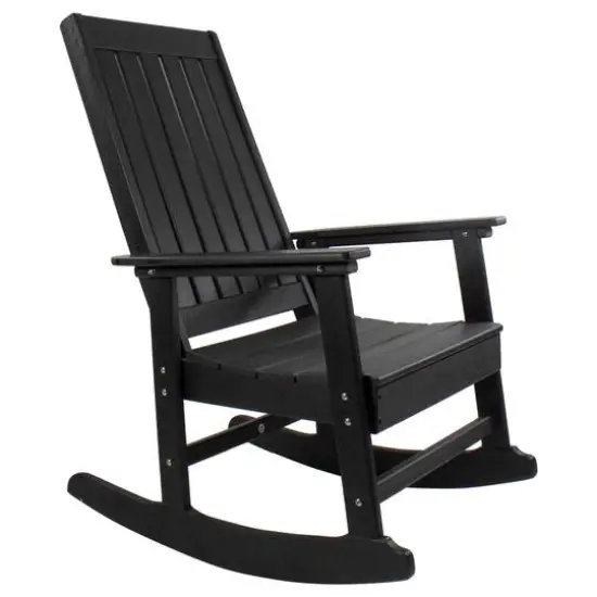 Black All Weather Recycled Plastic Outdoor Rocking Chair {5}