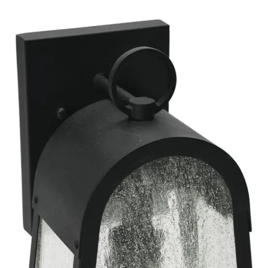 Hello Honey&reg; Robert Stevenson Lighting Revere 14" Textured Black Metal & Seedy Glass Outdoor Light {7}