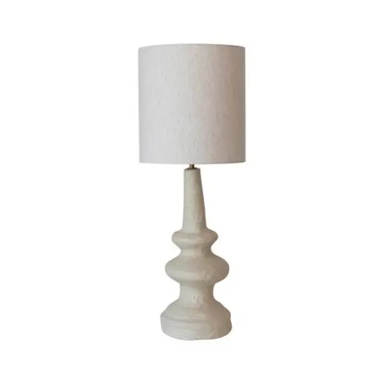 Hello Honey&reg; 28" Natural Handmade Paper Mache Table Lamp with Cotton Shade {3}