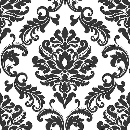 NuWallpaper Ariel Black & White Damask Peel & Stick Wallpaper {1}