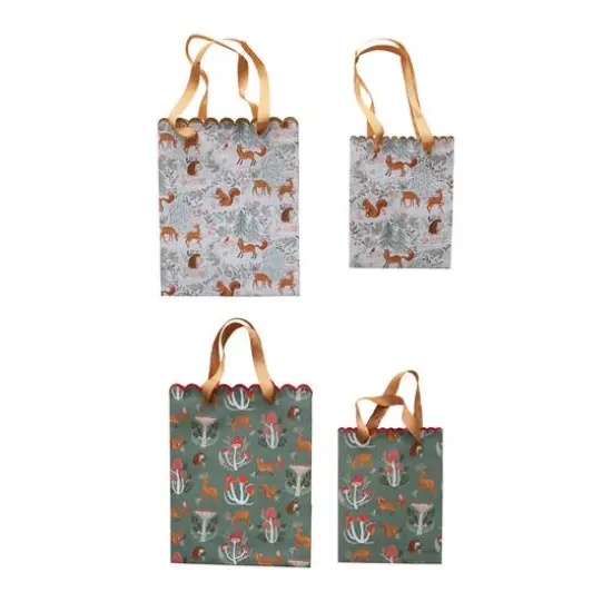 Hello Honey&reg; Woodland Flora & Fauna Scalloped Paper Gift Bag Set {5}