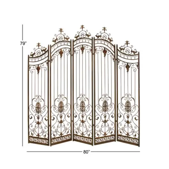 Brown Metal Eclectic Room Divider Screen, 80 " x 80 " x 1 " {6}