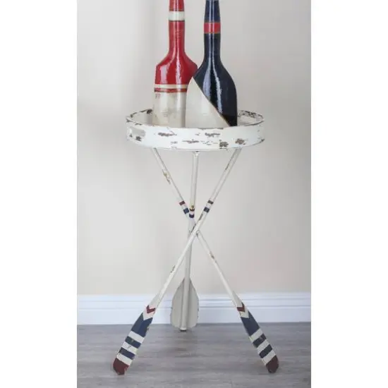 2.5ft. White Iron Coastal Accent Table {5}