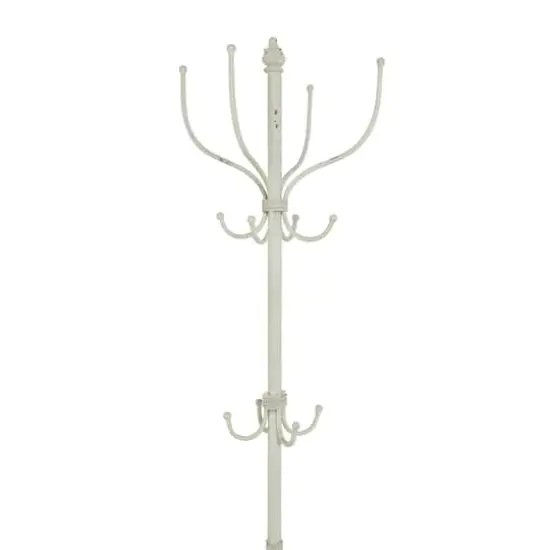 White Metal Farmhouse Coat Rack 72" x 15" x 15" {5}