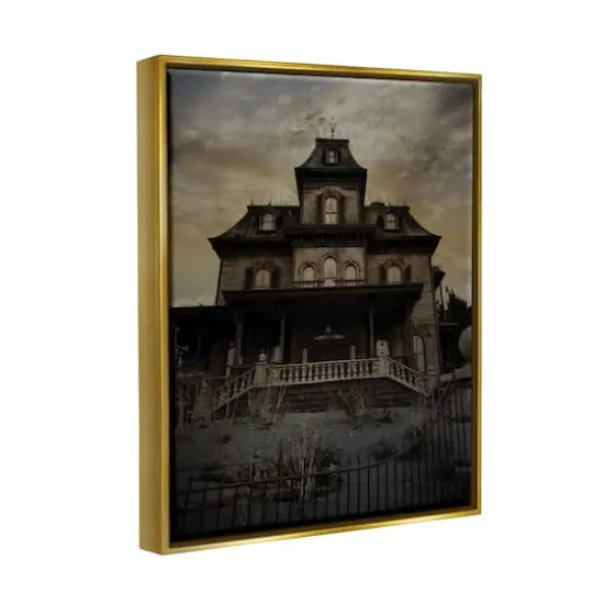 Stupell Industries Haunted House Landscape Framed Floater Canvas Wall Art {4}