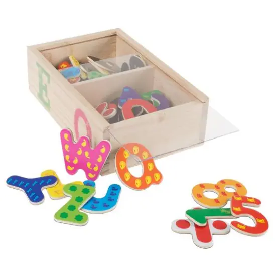 Toy Time Math & Alphabet Wooden Refrigerator Magnets Set {1}