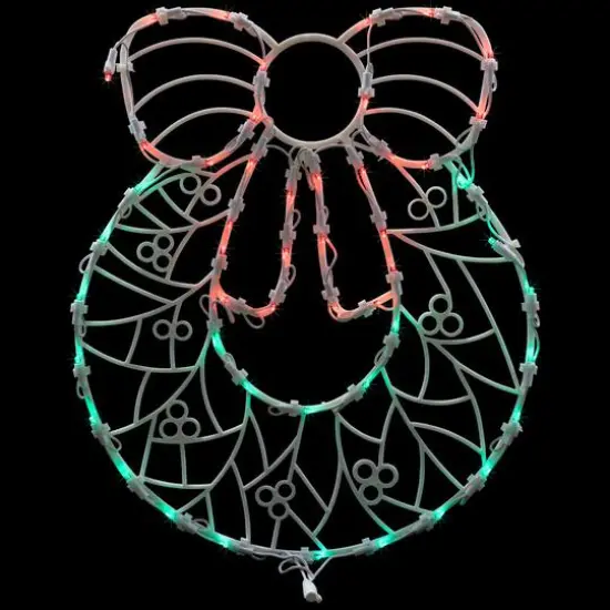 16" White & Clear LED Lighted Wreath Christmas Window Silhouette Decoration {7}