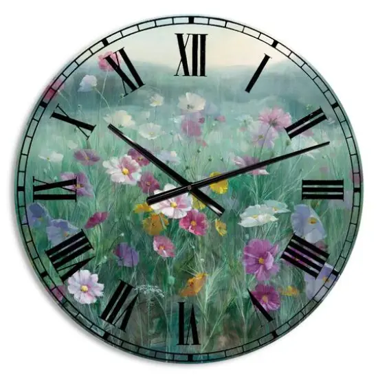 Designart 'Flower Field Farmhouse Wall Clock {1}