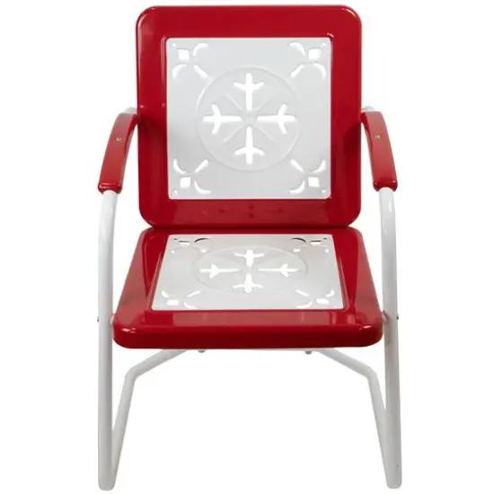 35" Square Outdoor Retro Tulip Armchair Red {4}