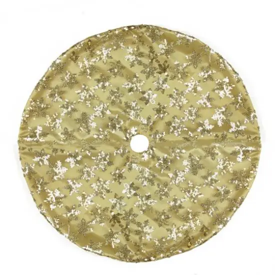 20" Gold Sequin Snowflake Mini Tree Skirt {4}