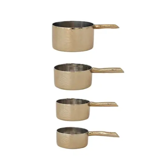 Hello Honey® Brass 4-Piece Stainless Steel Measuring Cup Set with Etched Flowers & Twig Shaped Handles {6}