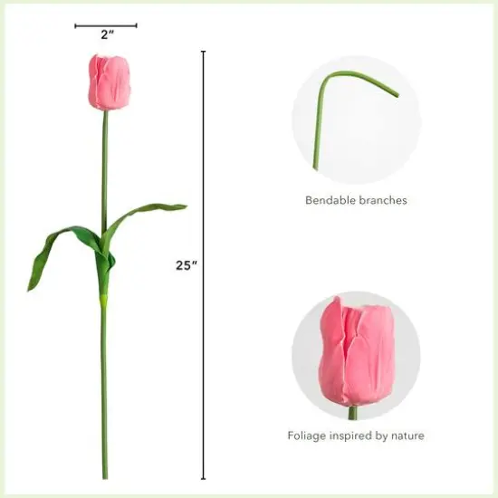 25" Pink Tulip Flower Stems, 3ct. {5}