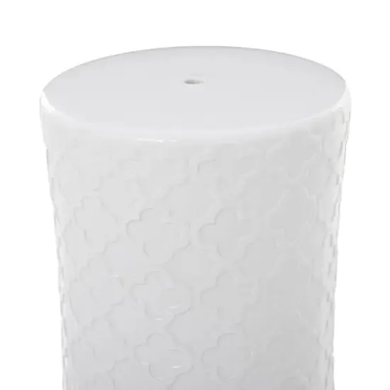 White Ceramic Contemporary Accent Table, 19" x 13" x 13" {6}