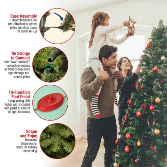6.5ft. Pre-Lit PowerConnect&trade; Newberry&reg; Spruce Artificial Christmas Tree, Dual Color&reg; LED Lights {7}