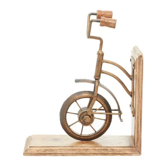 9" Brass & Wood Vintage Bicycle Bookends {7}