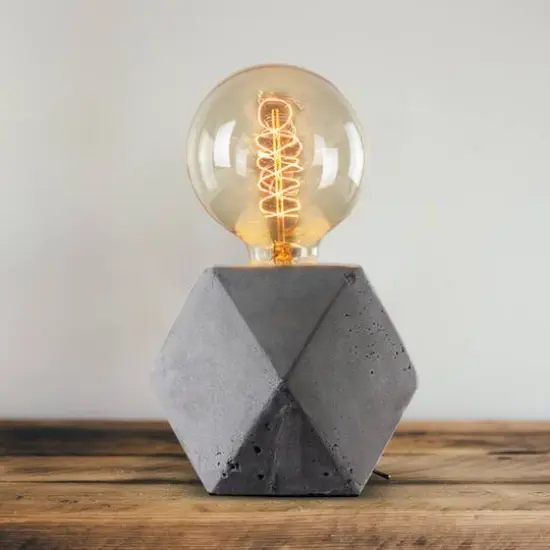 Geometric Hexagon Concrete Cement Accent Table Lamp {4}
