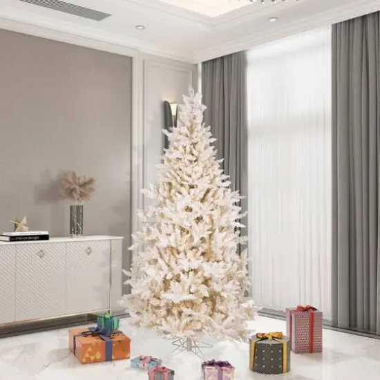 7.5ft. Pre-Lit Flocked Vintage Fir Artificial Christmas Tree, Warm White LED Lights {3}