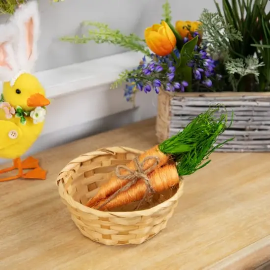9" Orange Straw Carrot Easter Decorations Set {4}
