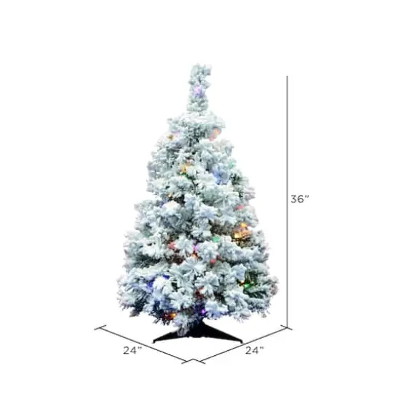 3ft. Pre-Lit Flocked Alaskan Pine Artificial Christmas Tree, Multicolor Dura-Lit&reg; LED Lights {5}