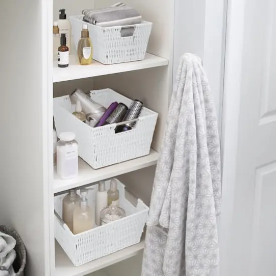 Simplify 3-Piece Rattan Tote Basket Set White {5}