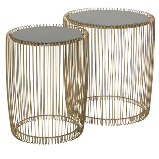 Gold Metal Contemporary Accent Table Set {3}
