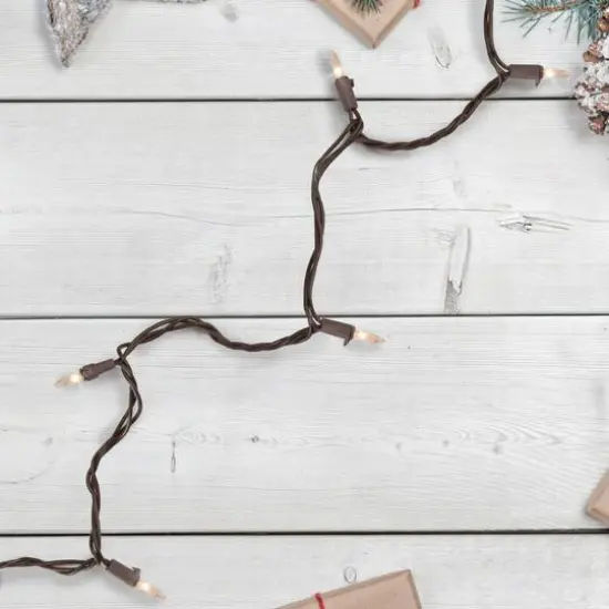 100ct. Clear Mini Christmas Light Set With Brown Wire {3}