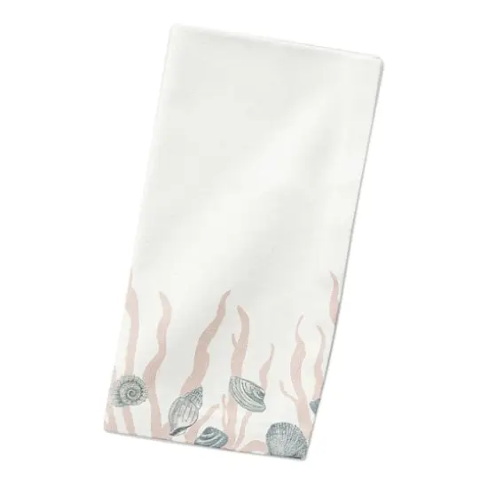 Shell & Coral Border Cotton Twill Napkin Blue/Blush/White {3}