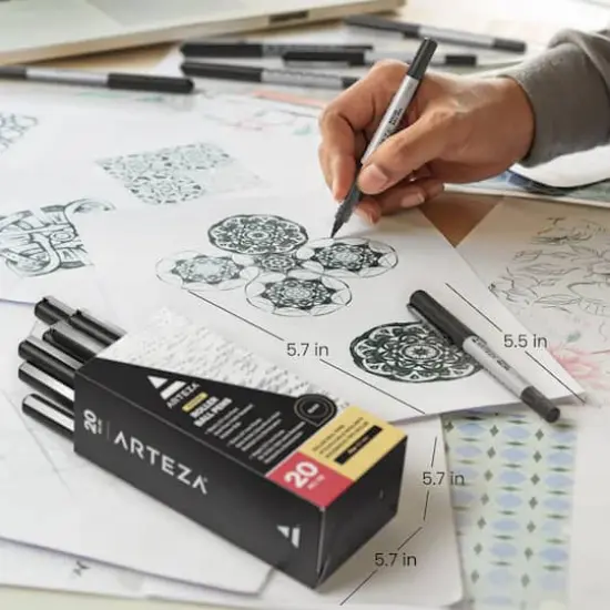 Arteza&reg; 0.7mm Fine Tip Black Roller Ball Pens, 20ct. {6}