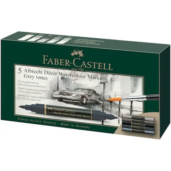 Faber-Castell&reg; Arbrecht D&uuml;rer 5-Piece Watercolor Marker Set Gray Tones {1}