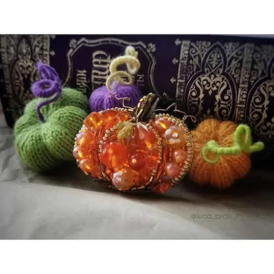 Crystal Art Beadwork Kit For Creating Broоch Pumpkin {4}
