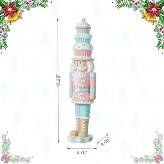 Glitzhome&reg; 18.25" Resin Christmas Cupcake Nutcracker Table Decor {9}