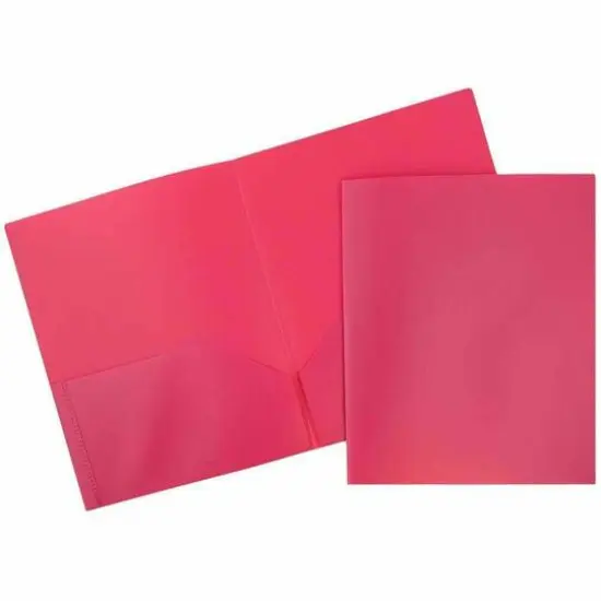 JAM Paper 9.5" x 11.5" Plastic 2-Pocket POP Folder Fuchsia Pink {1}
