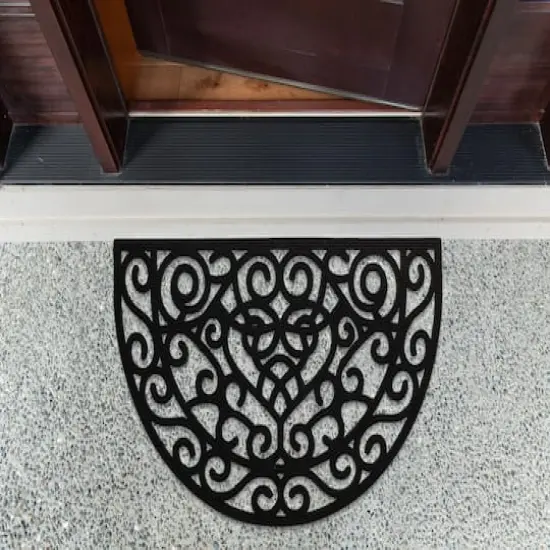 DII&reg; Heart Scroll Half Moon Pin Rubber Doormat {5}